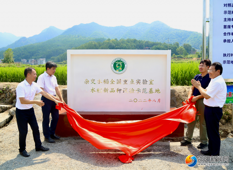 杂交水稻全国重点实验室全国首个水稻新品种试验示范基地在邵阳市揭牌