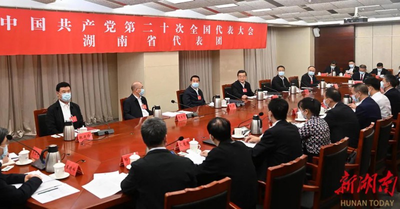 10月16日下午，党的二十大湖南代表团举行分组会议